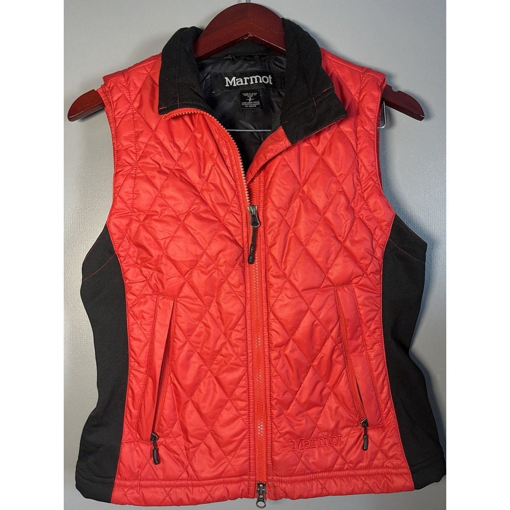Women's Marmot Puffer Vest, Red/Black,‎ Size Small